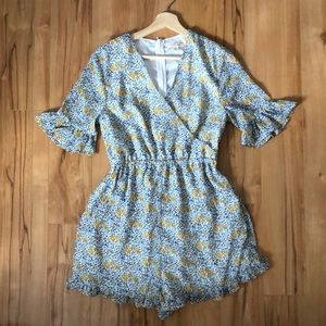 Miami Romper - light blue and gold